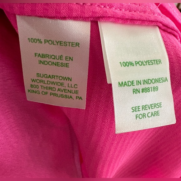 Lilly Pulitzer Top Hot Pink Sateen Jaylene Long Sleeve Peplum Hem Blouse XL - Picture 8 of 9